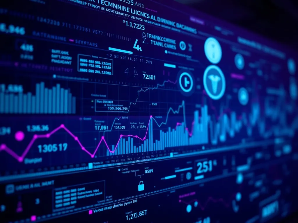 A high-tech digital visualization of financial data streams