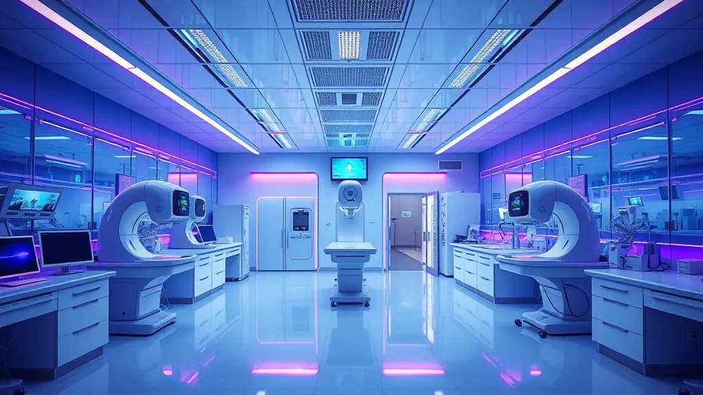 A high-tech medical laboratory in Miskolc with blue and purp