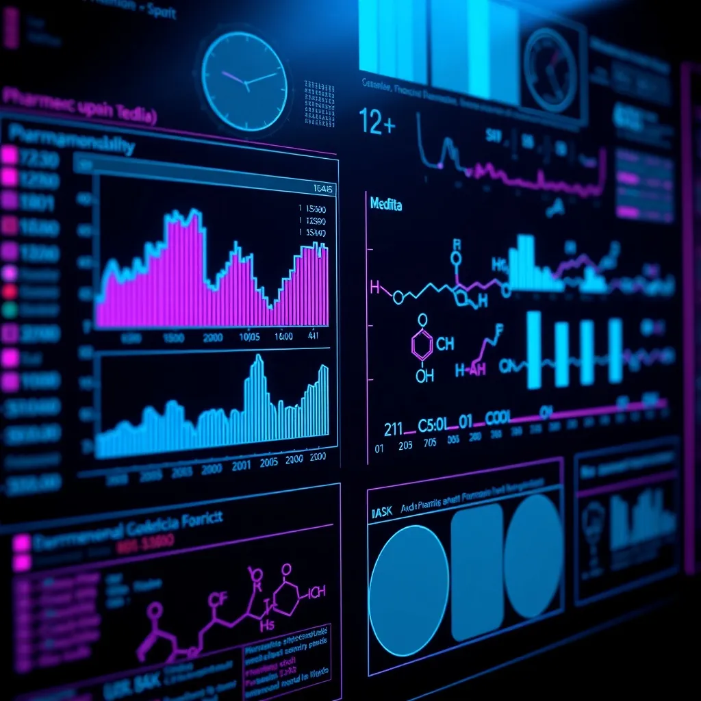 A high-tech digital interface showing medical data charts an